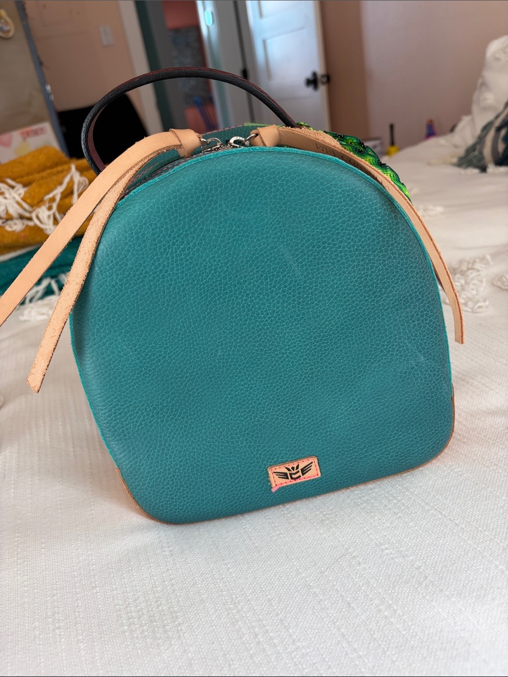 Consuela Teal Mini Backpack with Tan Accents